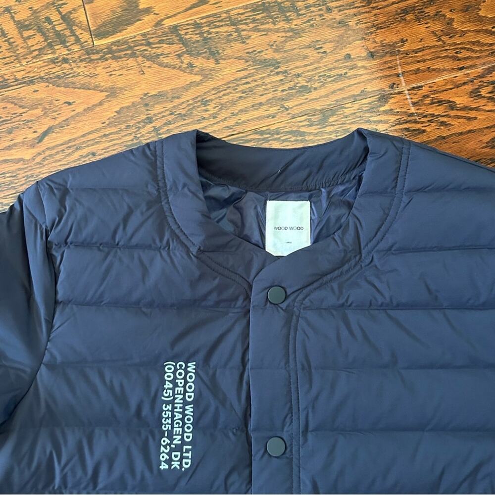 Wood Wood Keanu Light Padded Puffer Jacket in Navy Size Large NWT - Picture 8 of 15